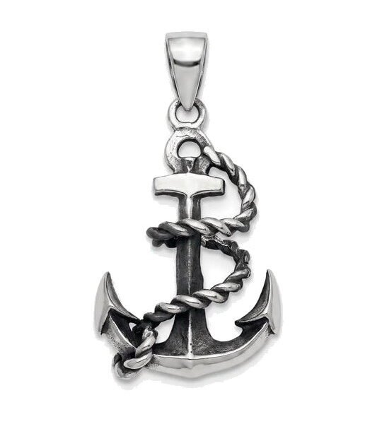 Anchor & Rope Pendant in 925 sterling silver