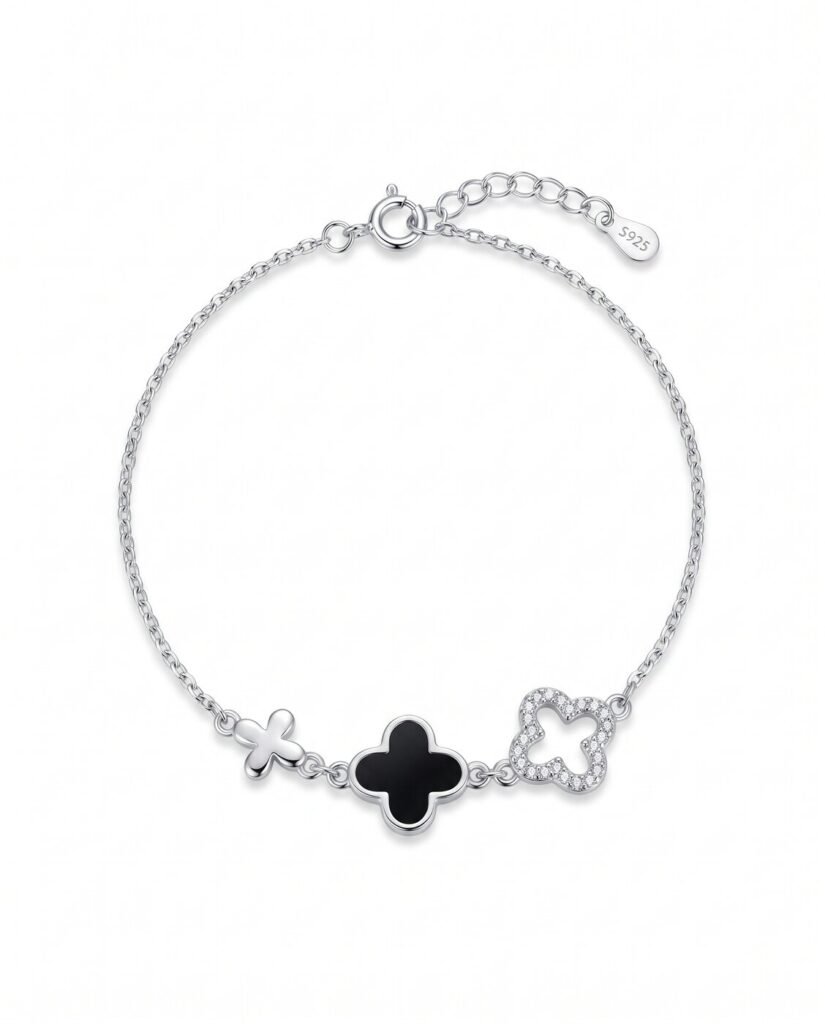 Black Clover Bracelet in 925 sterling silver