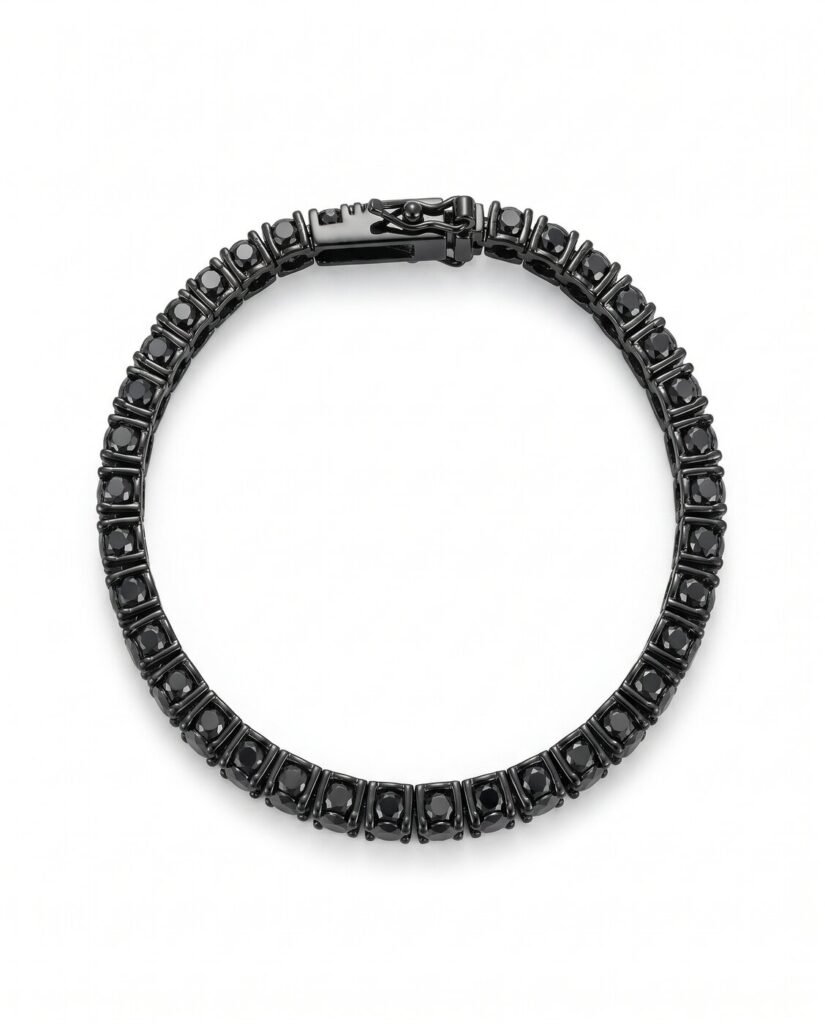 Black Onyx Tennis Bracelet in 925 sterling silver