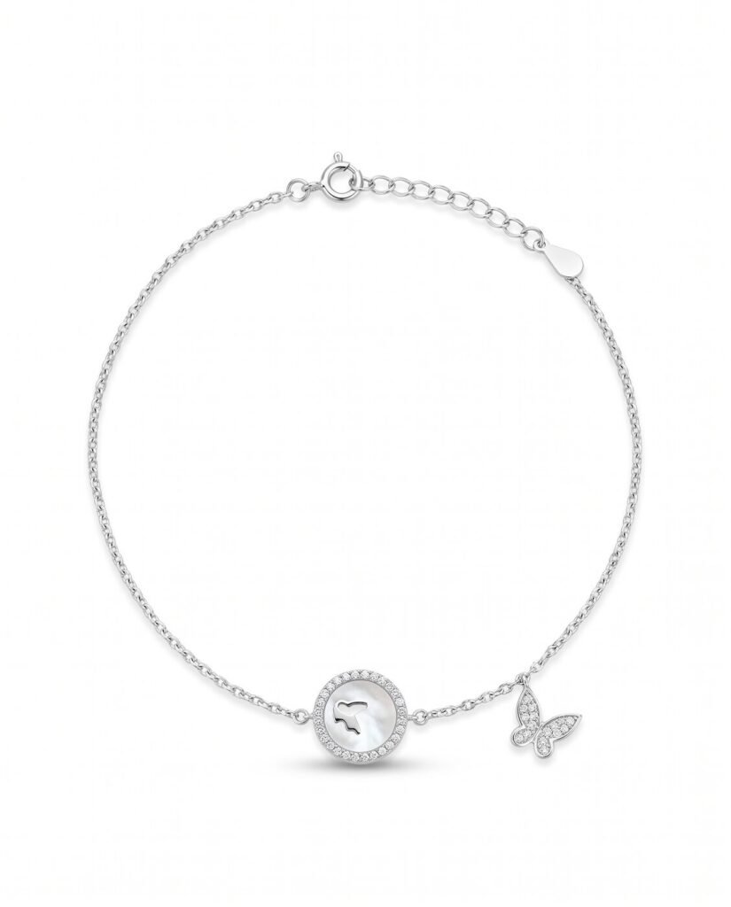 Butterfly Coin Bracelet in 925 sterling silver