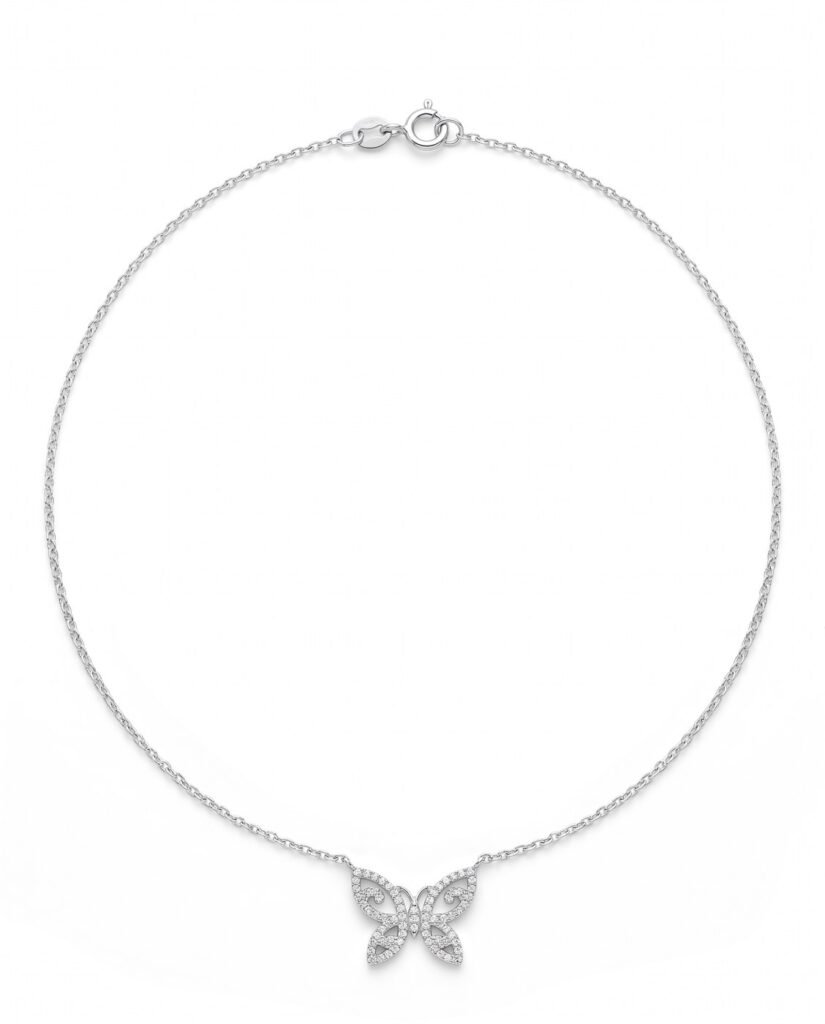 Crystal Butterfly Necklace in 925 sterling silver