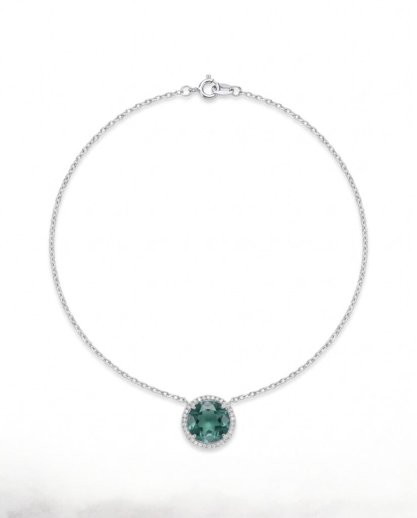 Emerald Round Necklace in 925 sterling silver
