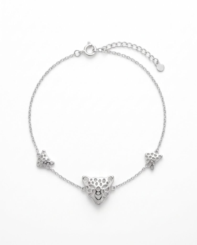 Leopard Charm Bracelet in 925 sterling silver