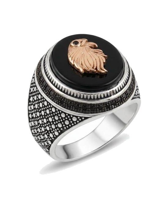 Falcon Onyx Ring in 925 sterling silver
