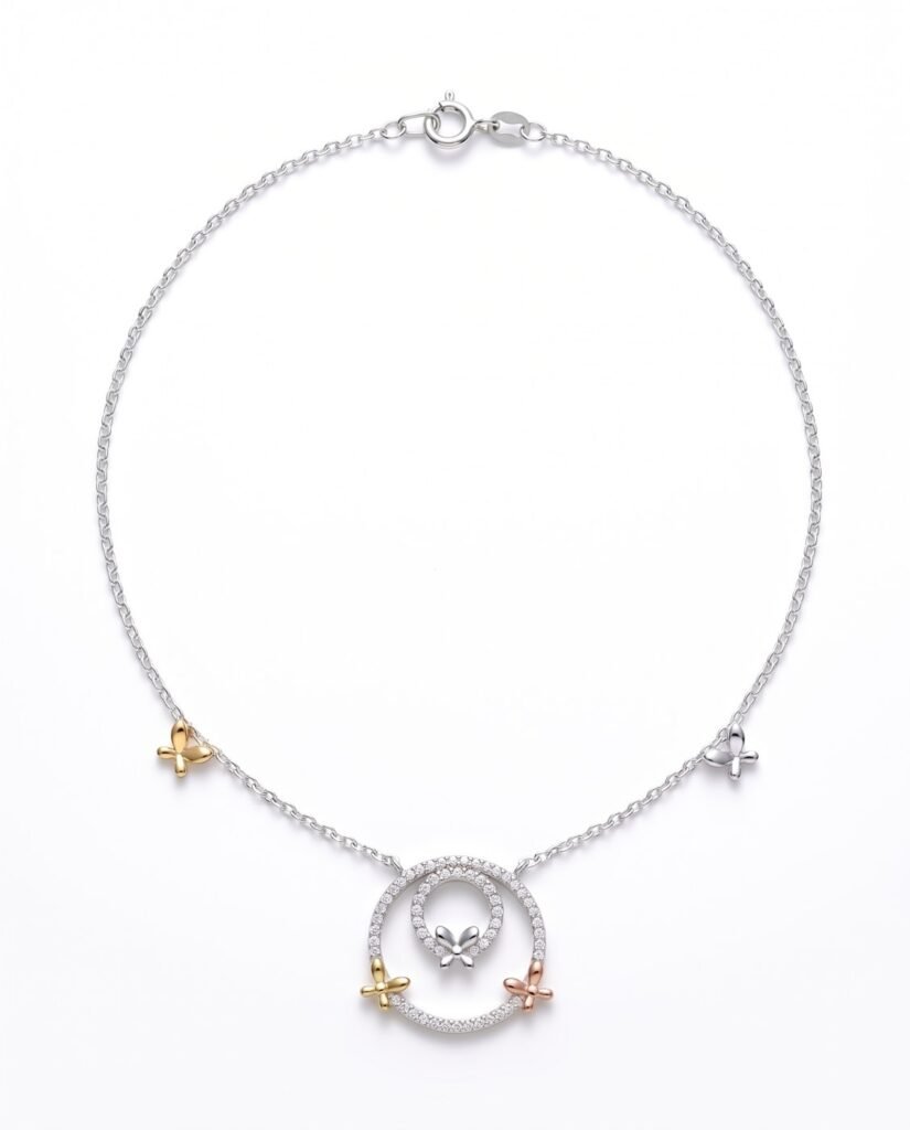 Floral Circle Necklace in 925 sterling silver