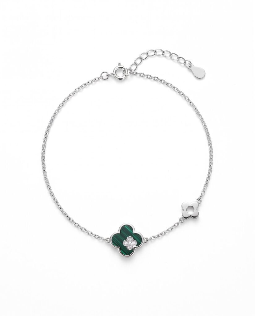 Green Clover Bracelet in 925 sterling silver