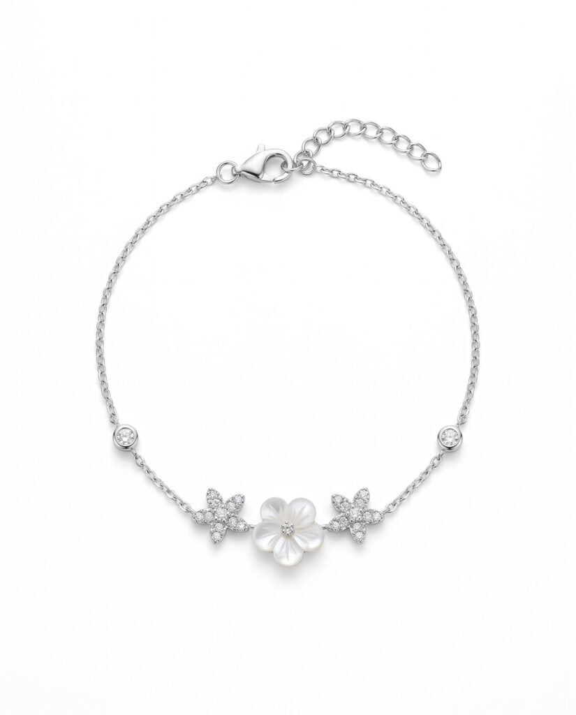 Heart and Star Charm Bracelet in 925 sterling silver