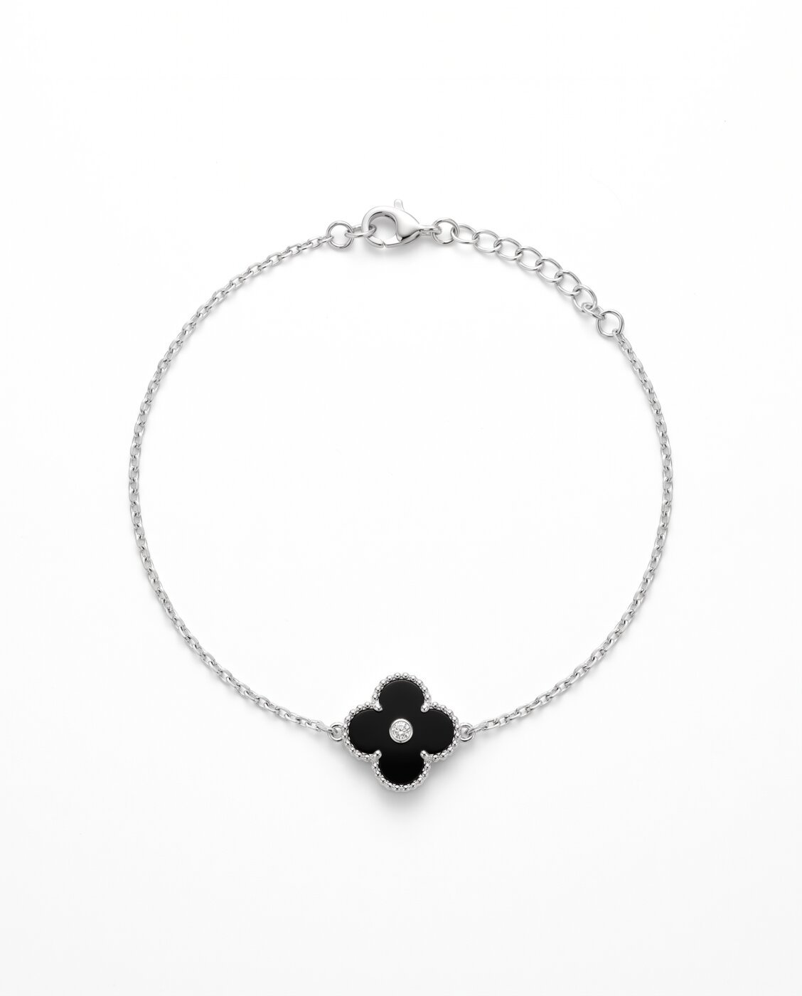 onyx-clover-bracelet-1 Onyx Clover Bracelet in 925 sterling silver