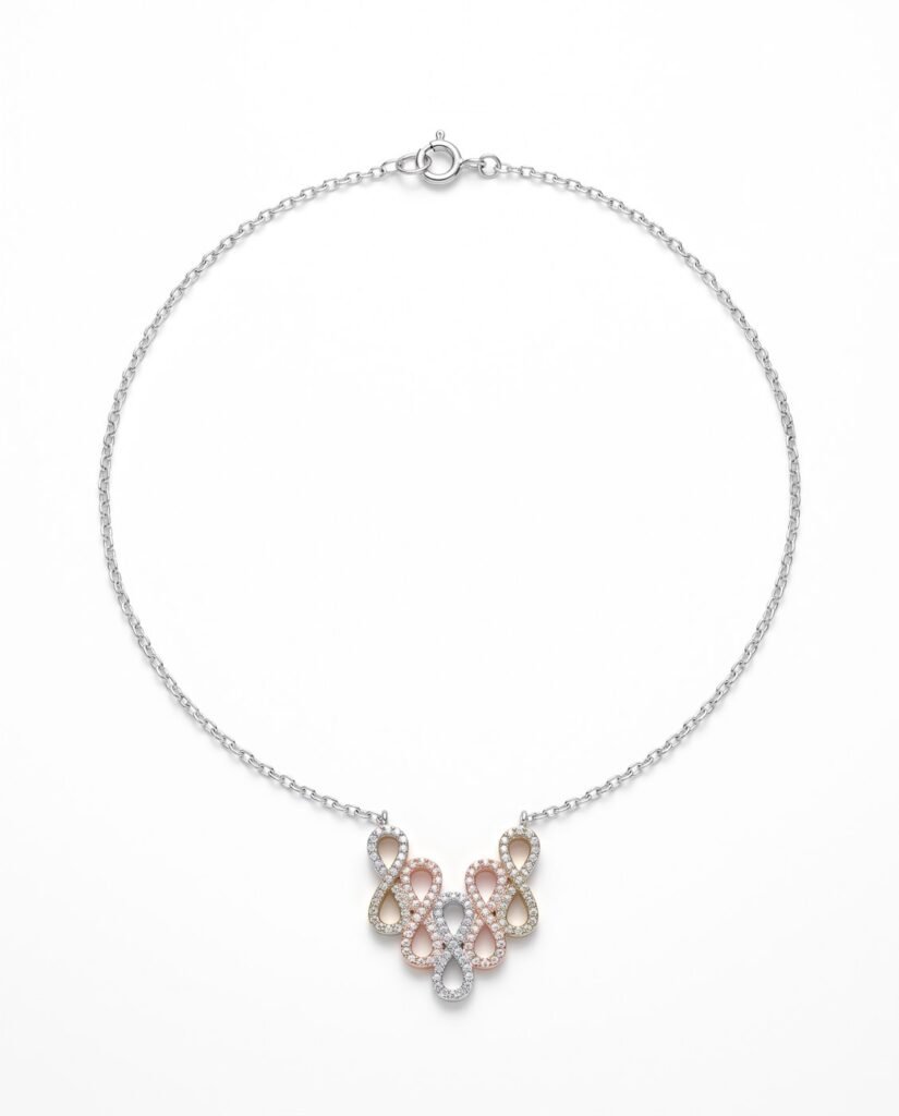 Pavé Cluster Necklace in 925 sterling silver