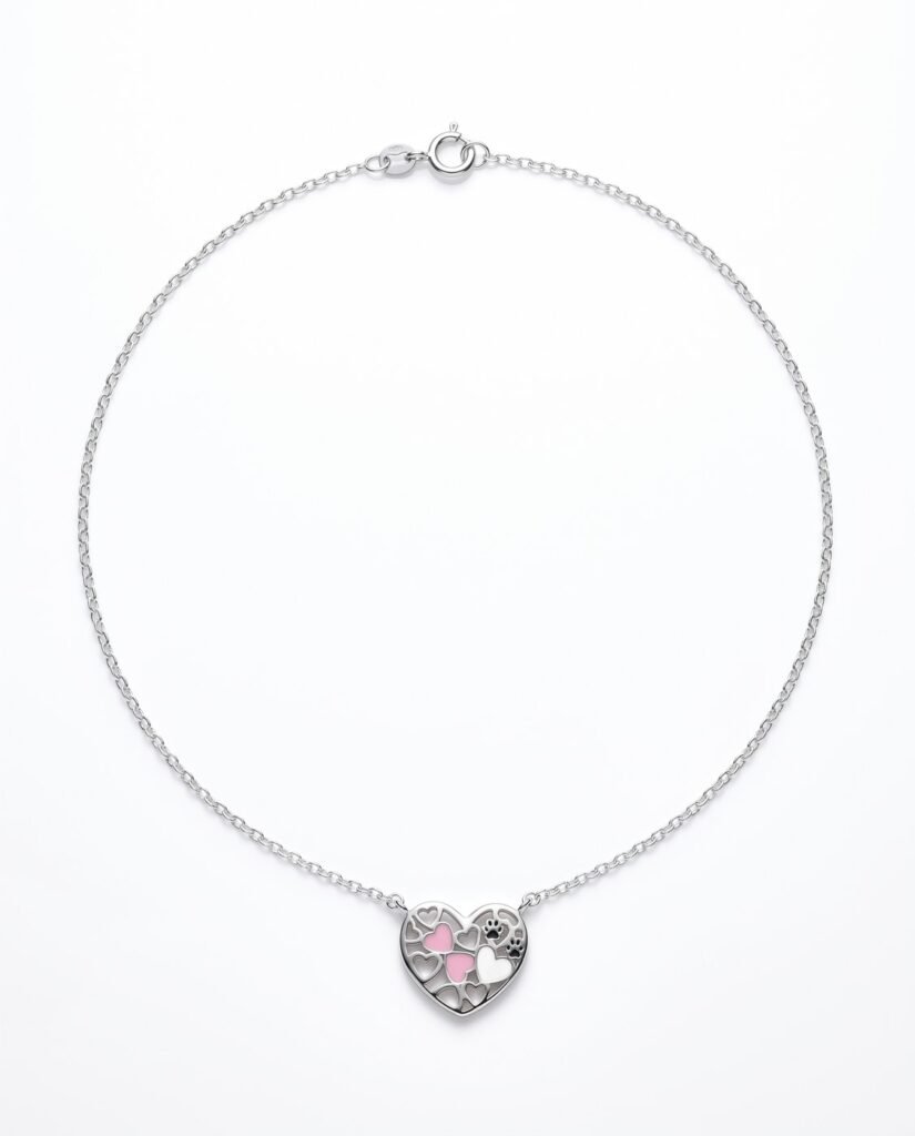 Pink Heart Necklace in 925 sterling silver