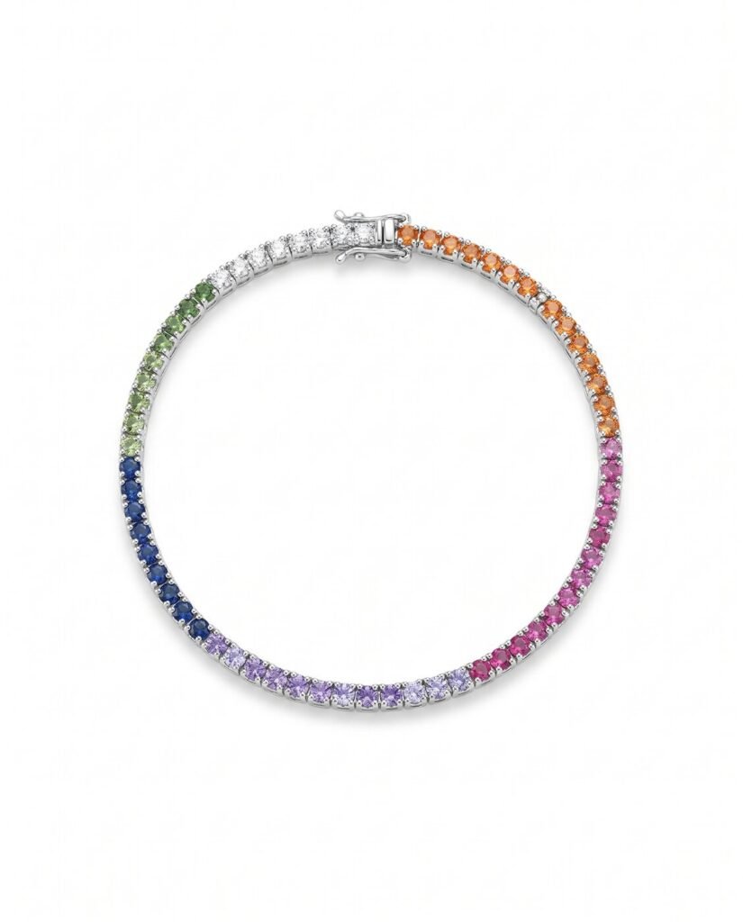 Rainbow Tennis Bracelet in 925 sterling silver