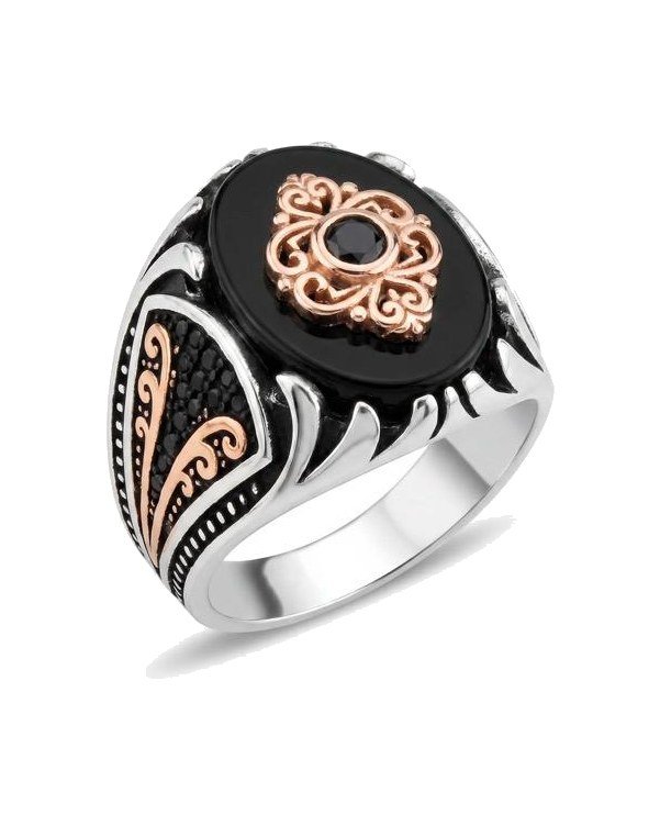 Regal Onyx Signet Ring in 925 sterling silver