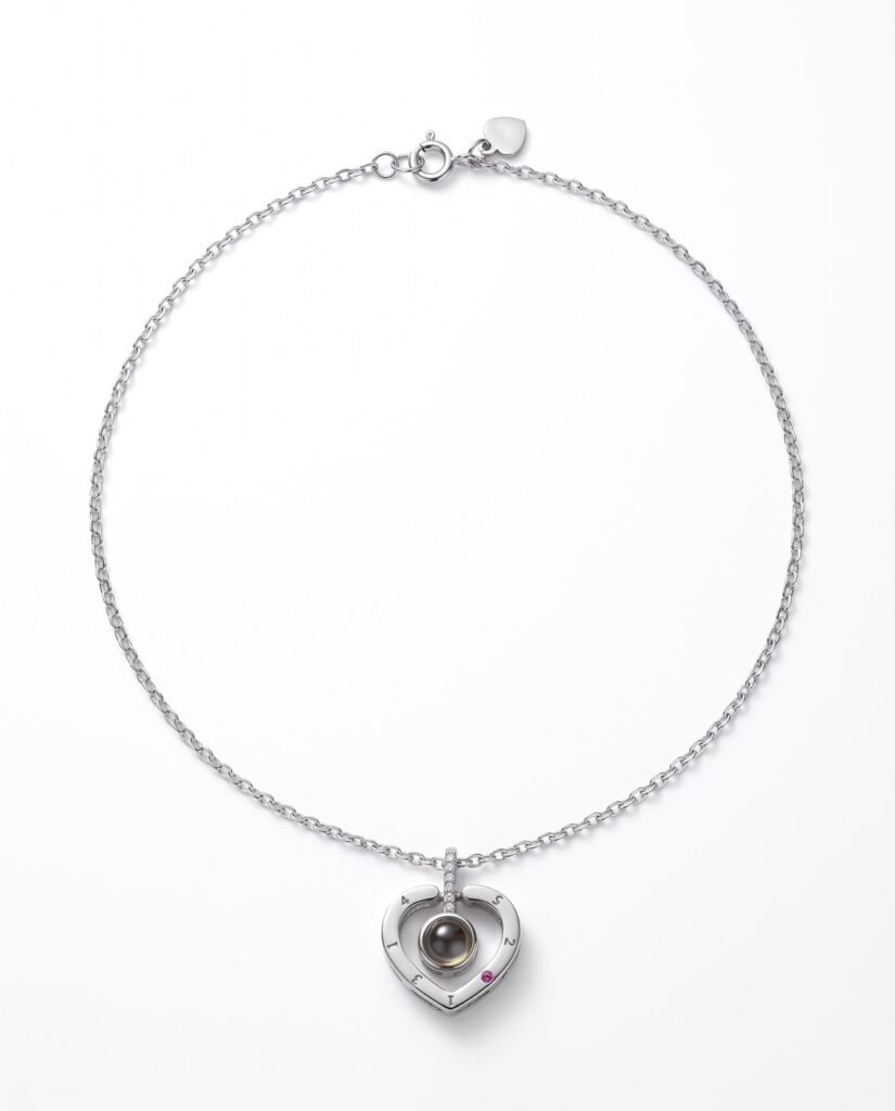 Round Halo Necklace in 925 sterling silver