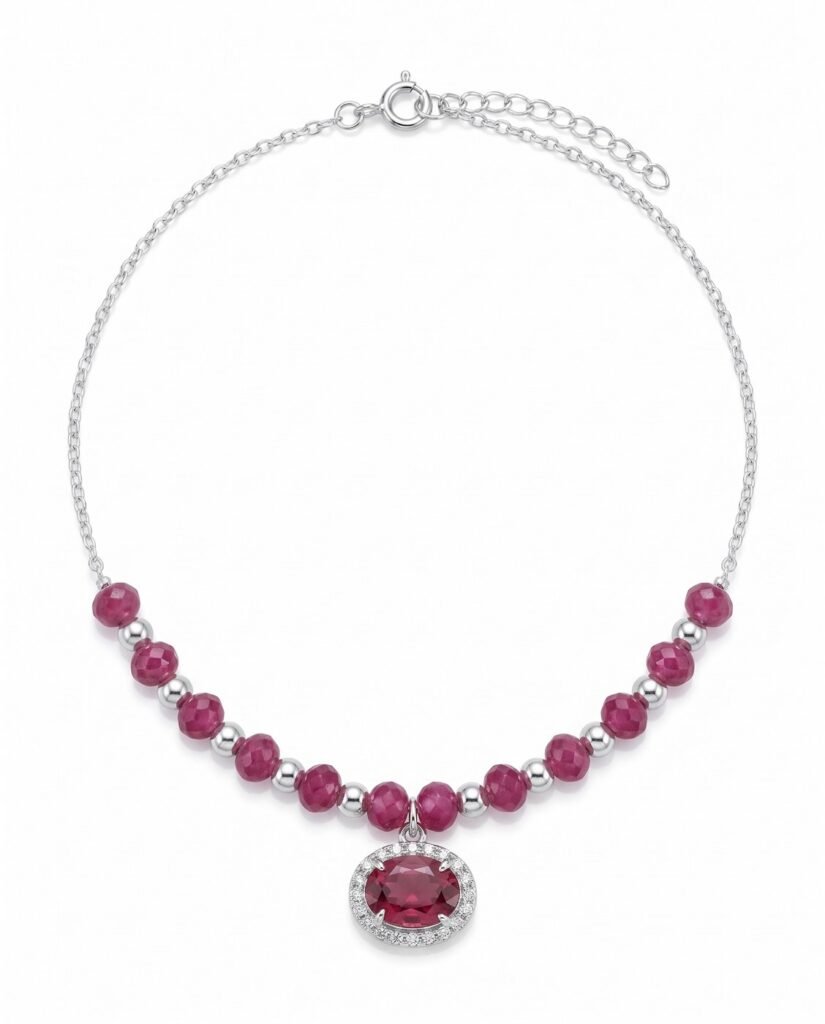 Ruby Statement Necklace in 925 sterling silver