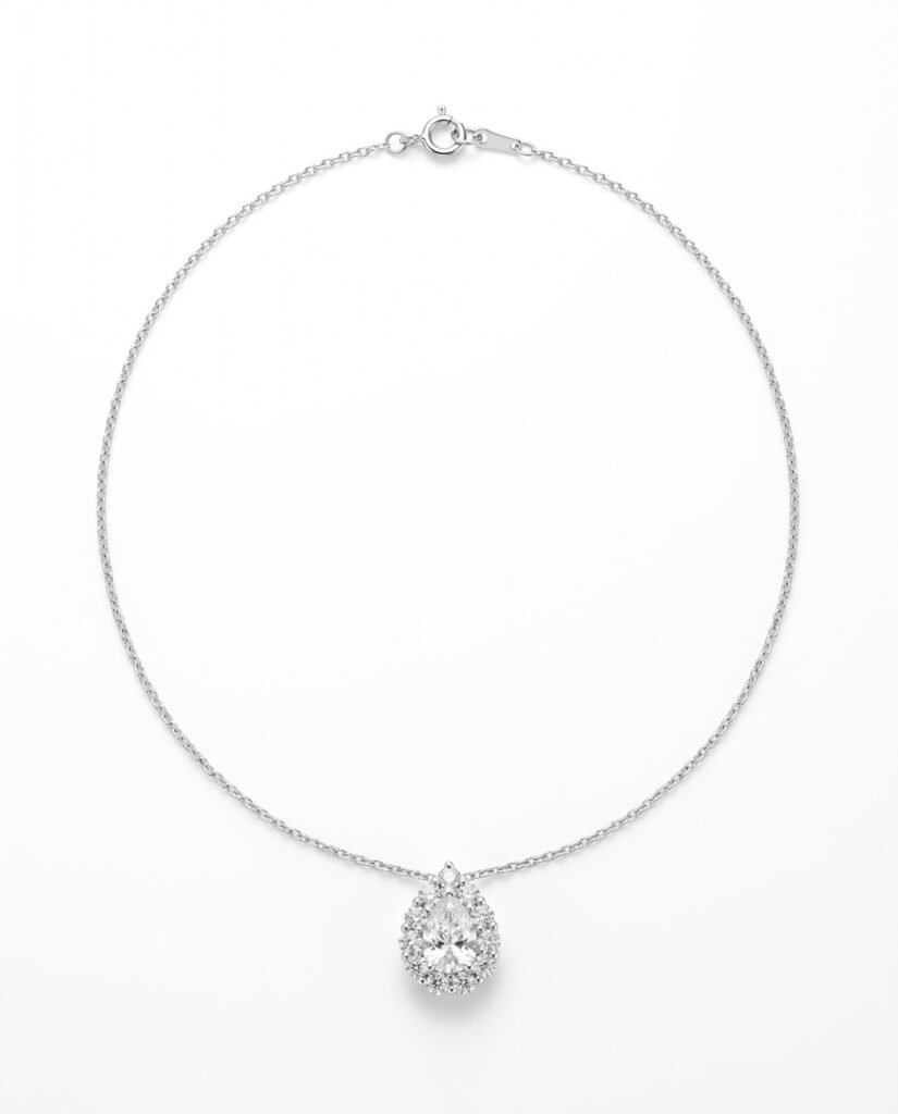 Solitaire Halo Necklace in 925 sterling silver