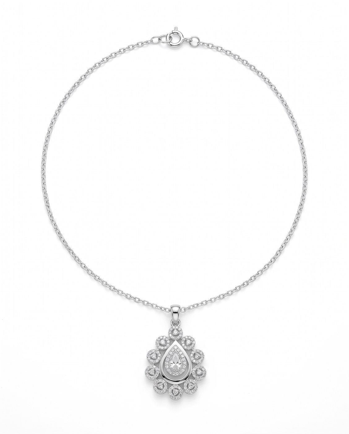 teardrop-halo-necklace-1 Teardrop Halo Necklace in 925 sterling silver