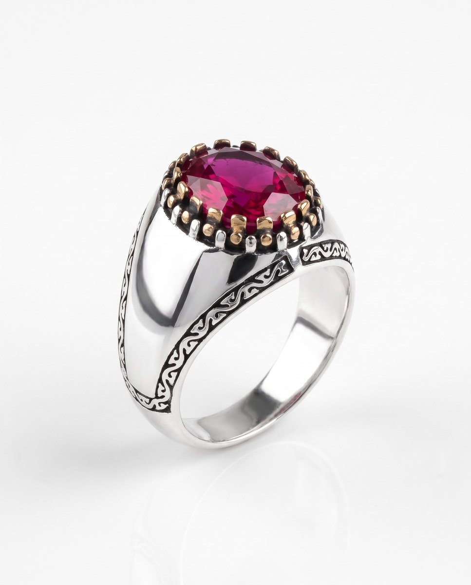 ruby-crown-signet-ring-1 Ruby Crown Signet Ring - Image 1