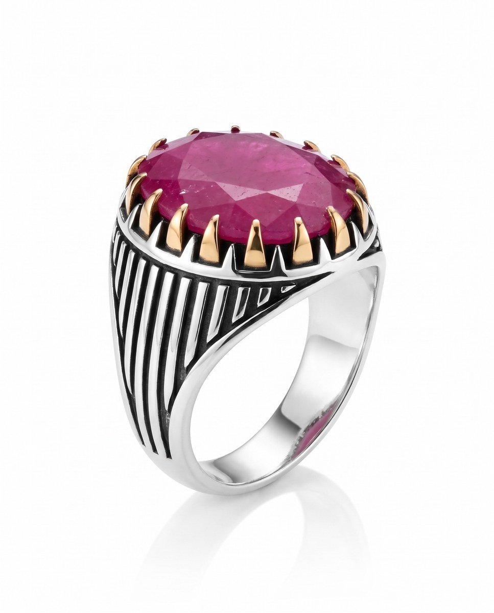 ruby-fluted-signet-ring-1 Ruby Fluted Signet Ring - Image 1