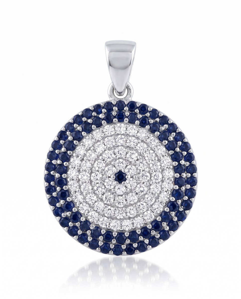 sapphire-halo-evil-eye-pendant-1 Sapphire Halo Evil-Eye Pendant - Image 1